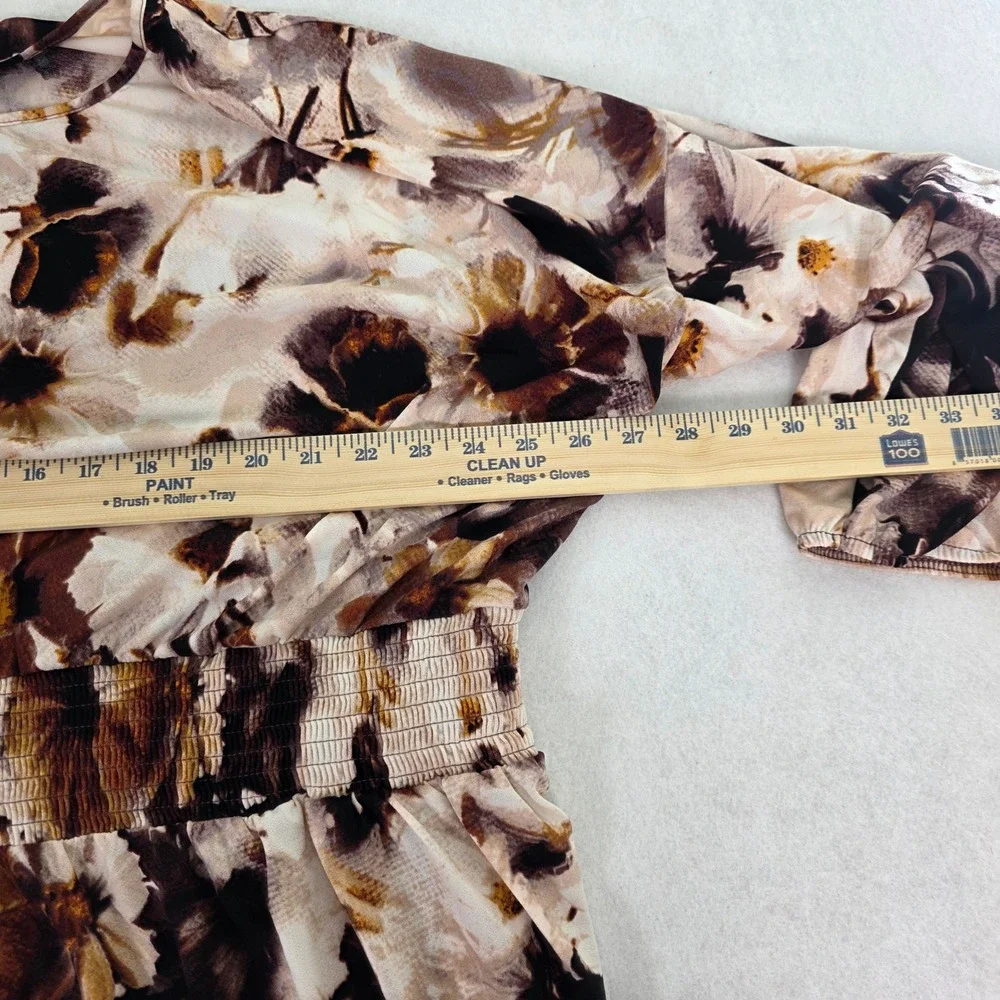 LuLaRoe Women 3XL Evelyn Dress Brown Floral Smocked Waist NWT 486-18 - Picture 8 of 11